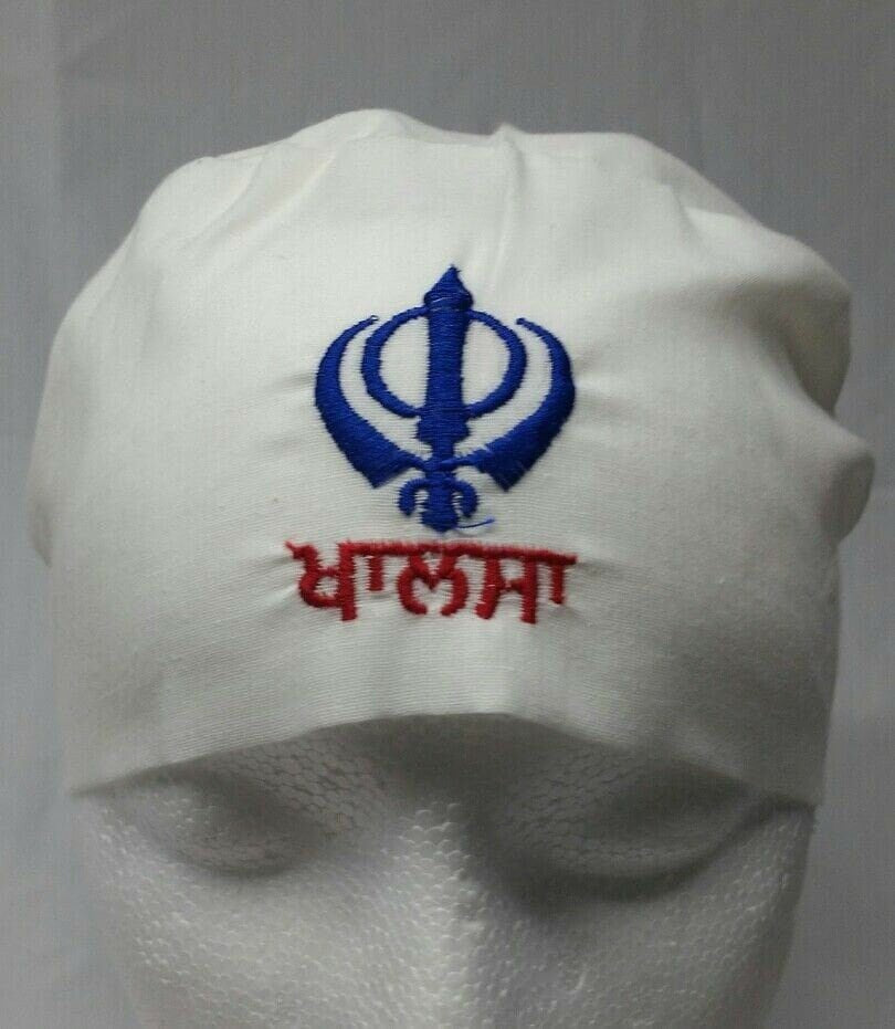 Sikh Punjabi Turban Patka Pathka Singh Khanda Bandana Head Wrap White Cotton WW9
