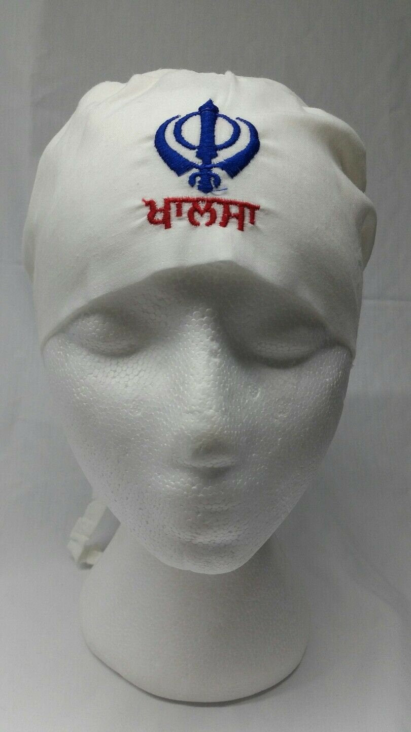 Sikh Punjabi Turban Patka Pathka Singh Khanda Bandana Head Wrap White Cotton WW9