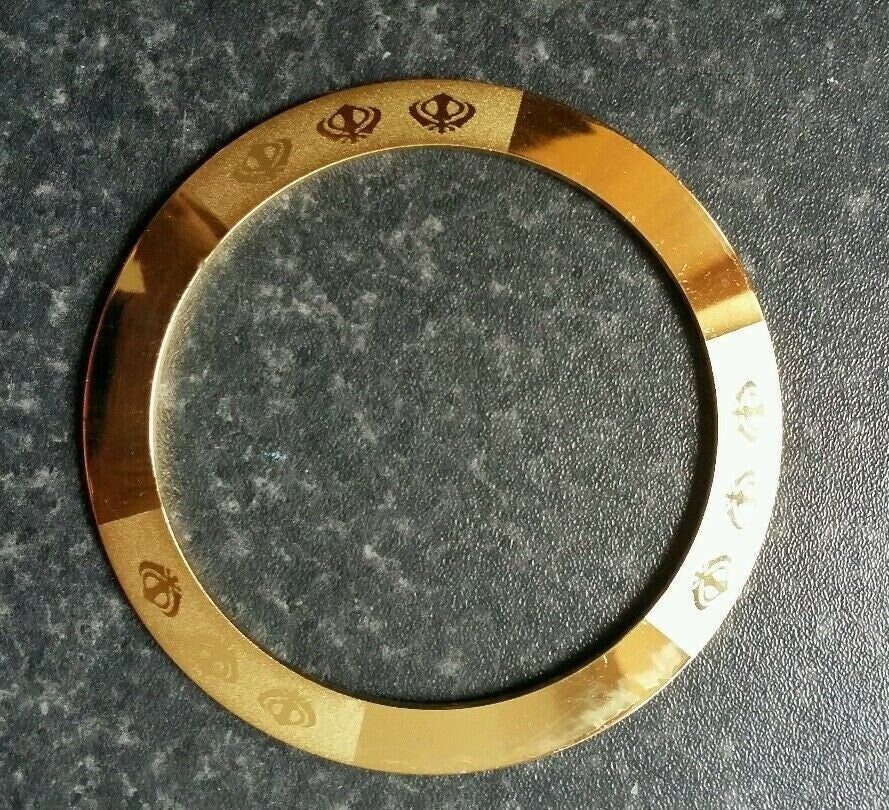 Gold plated Laser Engraved Khanda Sikh Chakri Kara singh kada khalsa  bangle da1