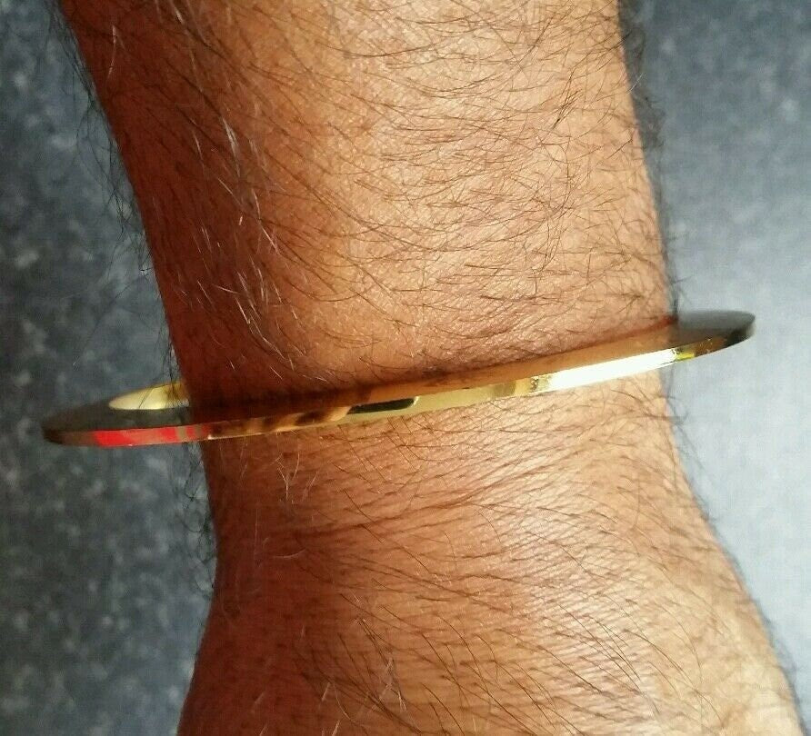 Gold plated Laser Engraved Khanda Sikh Chakri Kara singh kada khalsa  bangle da1
