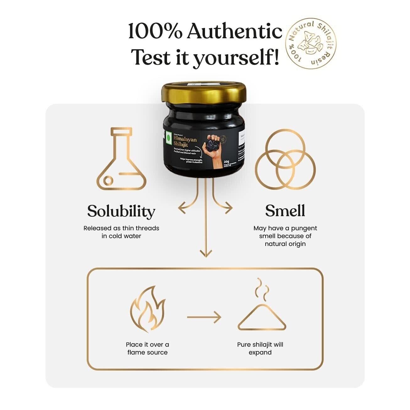 Himalyan Shilajit Resin 100% Pure 20 Grams Lab Tested Safest Highest Gold Grade