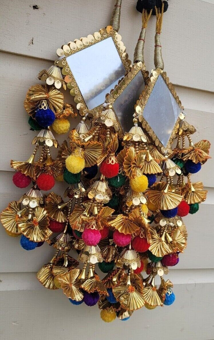 Indian punjabi parandi mehndi jaago mirror bridal patiala paranda hair braid bb2