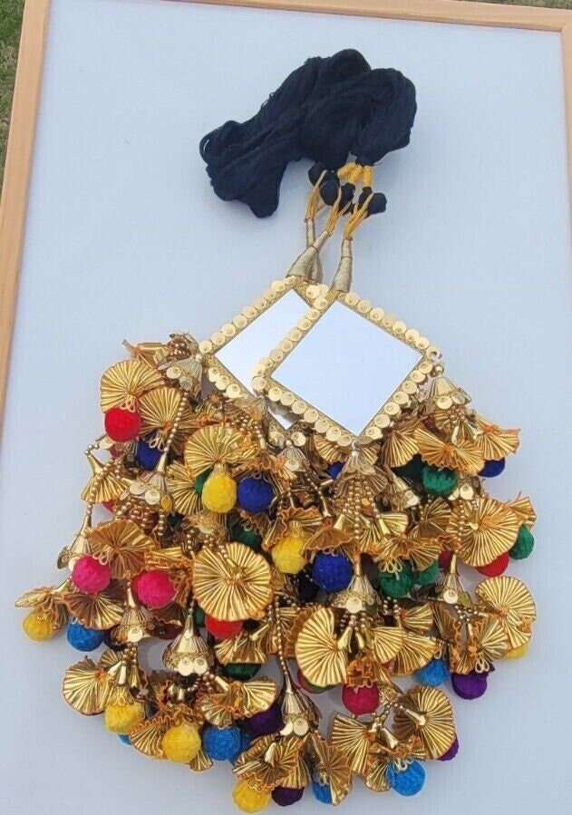 Indian punjabi parandi mehndi jaago mirror bridal patiala paranda hair braid bb2