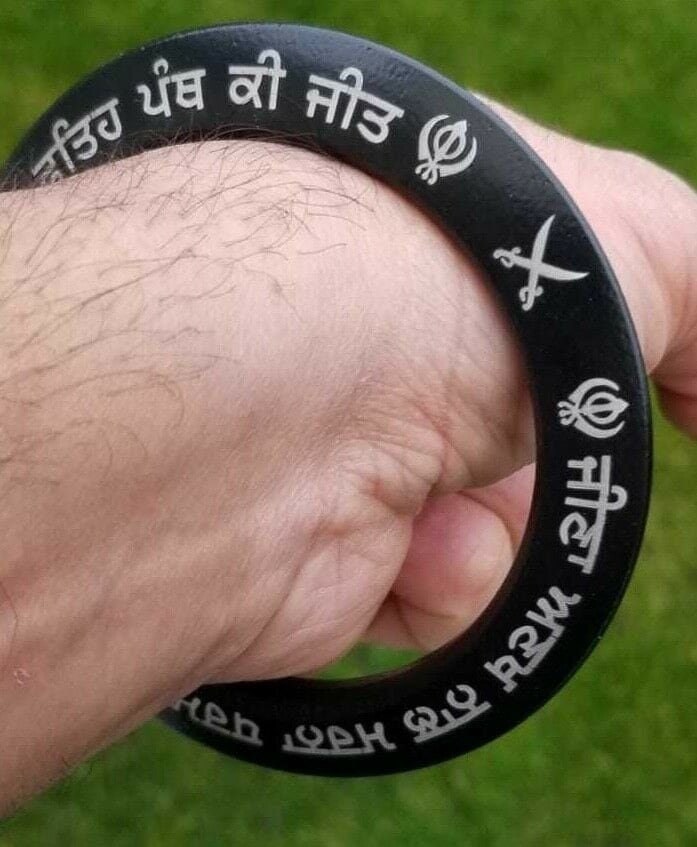 Sikh kara gold or silver engraved gurmukhi black sarbloh bangle black kada dd10