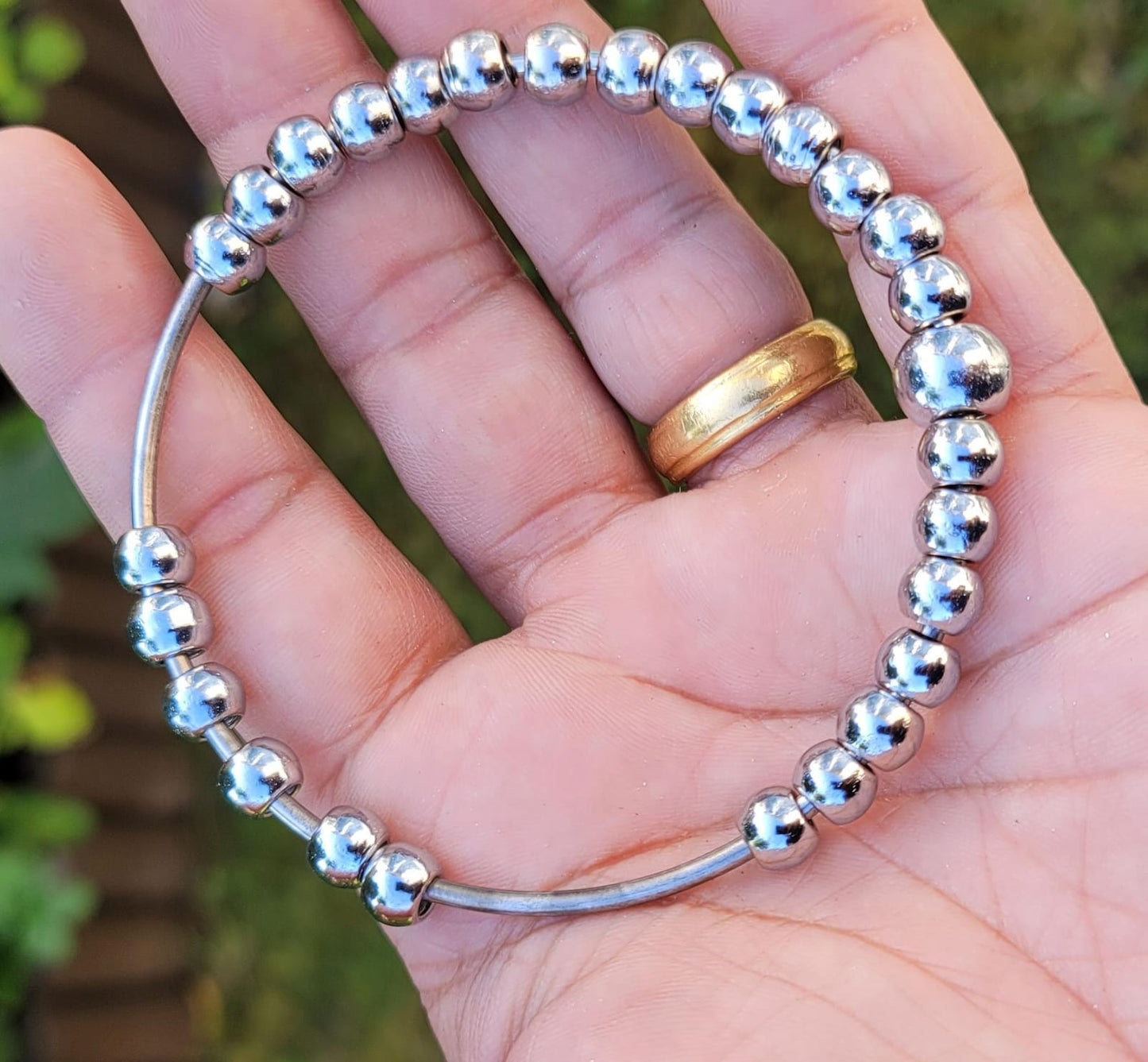 Steel Meditation Beads Bracelet Simrana Kara Prayer Mala Kada Praying Bangle H16