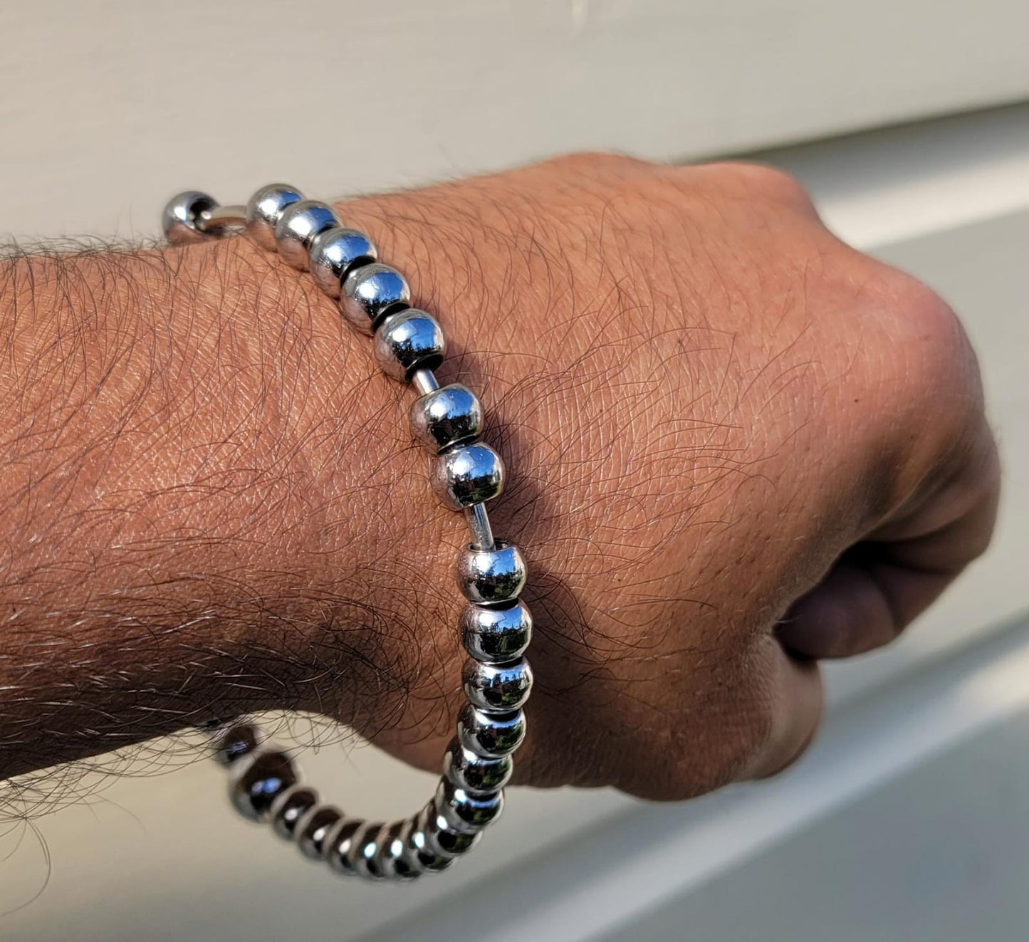 Steel Meditation Beads Bracelet Simrana Kara Prayer Mala Kada Praying Bangle H16