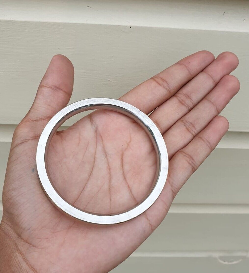 Stainless Steel Flat Kara with Smooth Brass Lines Sikh Kada Singh Kaur Bangle N11R