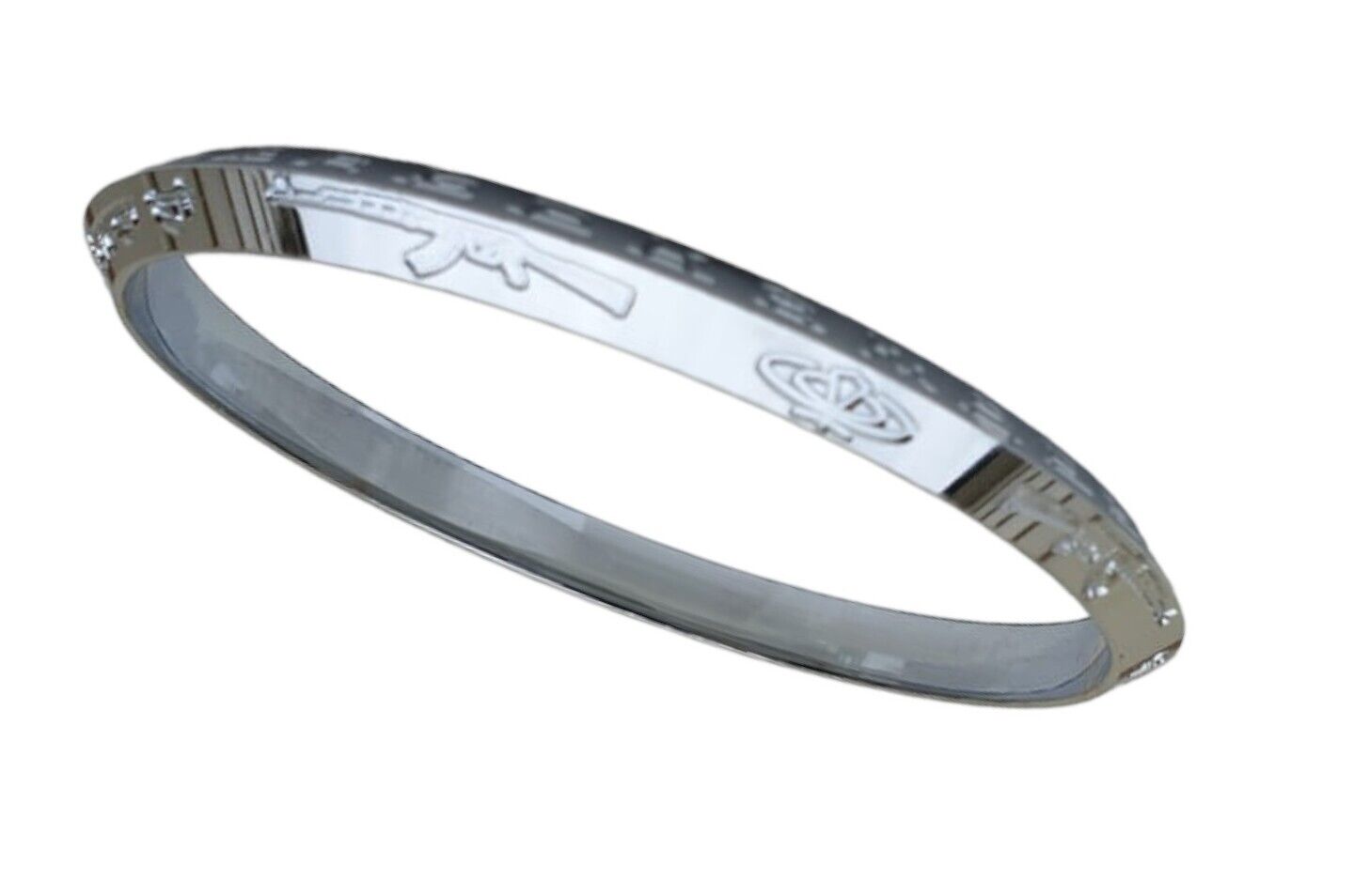 Gurmukhi Alphabet Kara Silver Plated Sant Bhindranwale Words Sikh bangle New N13R Bracelet Unisex design