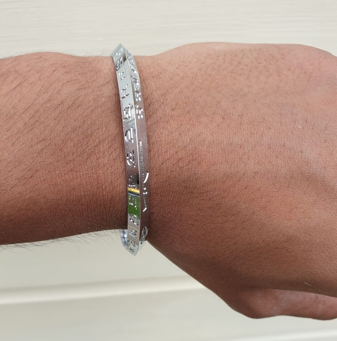 Gurmukhi Alphabet Kara Silver Plated Sant Bhindranwale Words Sikh bangle New N13R Bracelet Unisex design