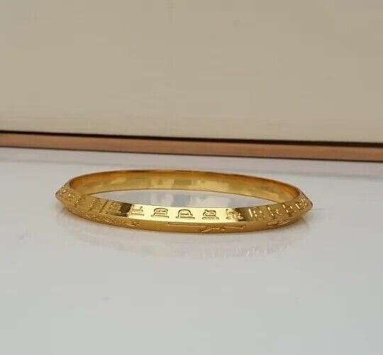 Gurmukhi Alphabet Kara Gold Plated bangle Sant Bhindranwale Words Sikh Kada N14R Unisex Bracelet