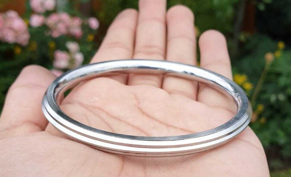 Stainless Steel Kara Sikh Bangle Singh Kaur Kada Lines Punjabi Bracelet Y10R New