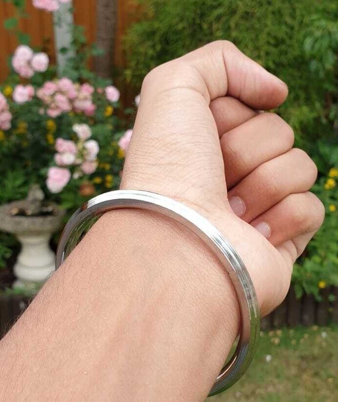 Stainless Steel Kara Sikh Bangle Singh Kaur Kada Lines Punjabi Bracelet Y10R New