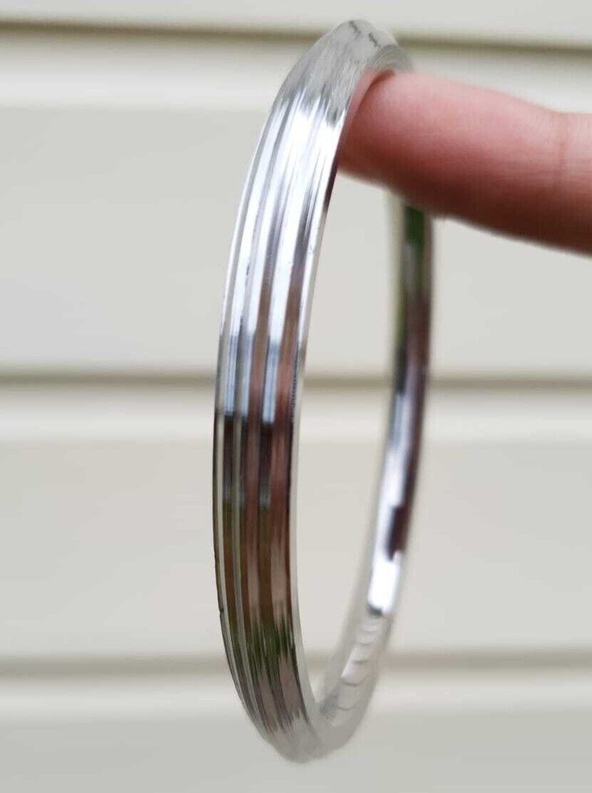 Stainless Steel Kara Sikh Bangle Singh Kaur Kada Lines Punjabi Bracelet Y10R New