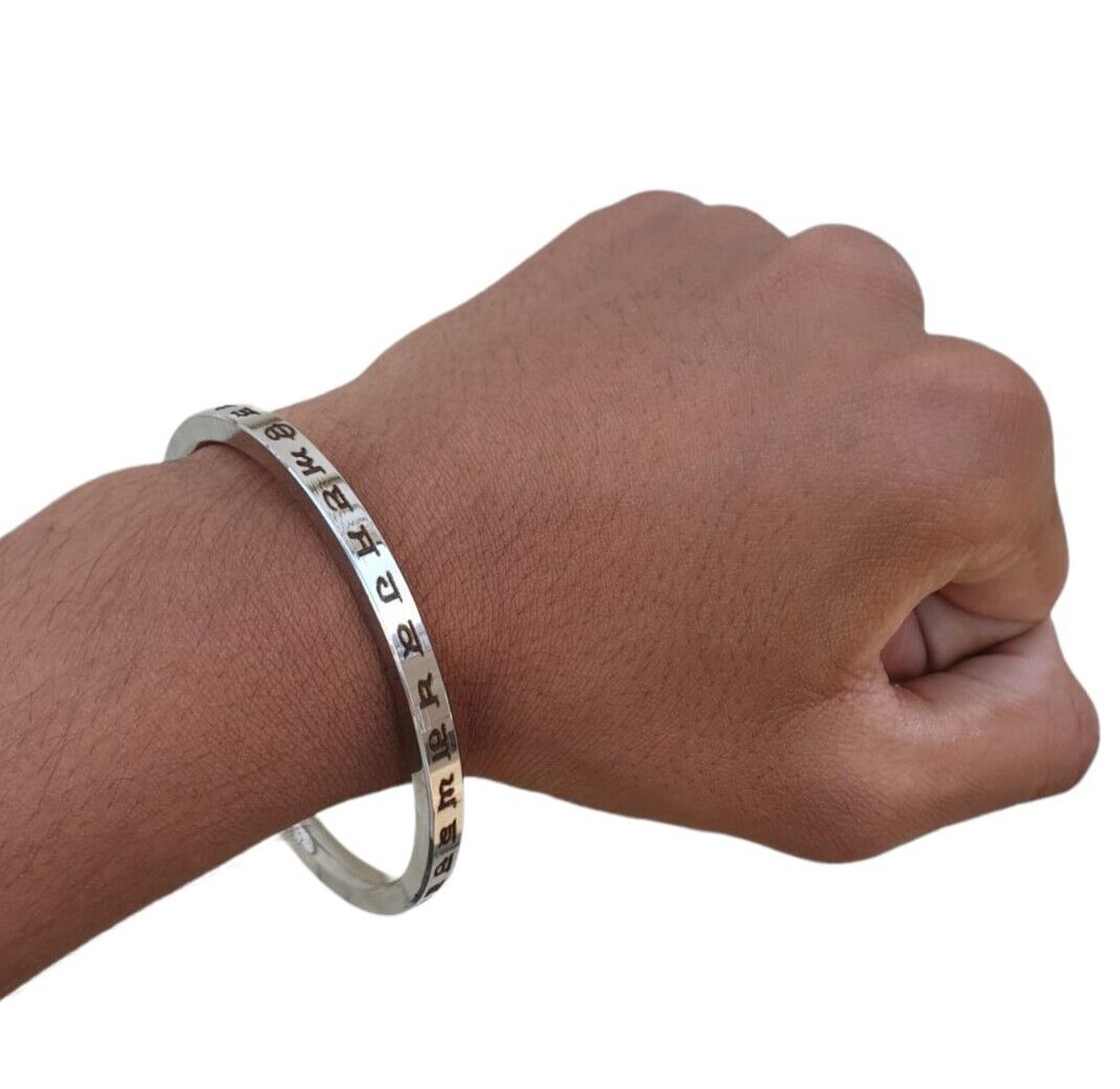 Sikh Kara Gurmukhi Punjabi Kada Singh Kaur Khalsa Smooth Flat Stainless Steel Y1R Bangle Bracelet Unisex Panjabi Karra Karha