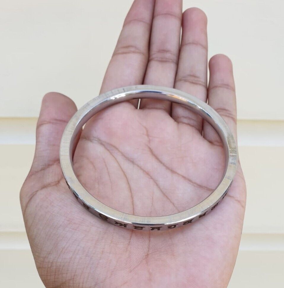 Sikh Kara Gurmukhi Punjabi Kada Singh Kaur Khalsa Smooth Flat Stainless Steel Y1R Bangle Bracelet Unisex Panjabi Karra Karha