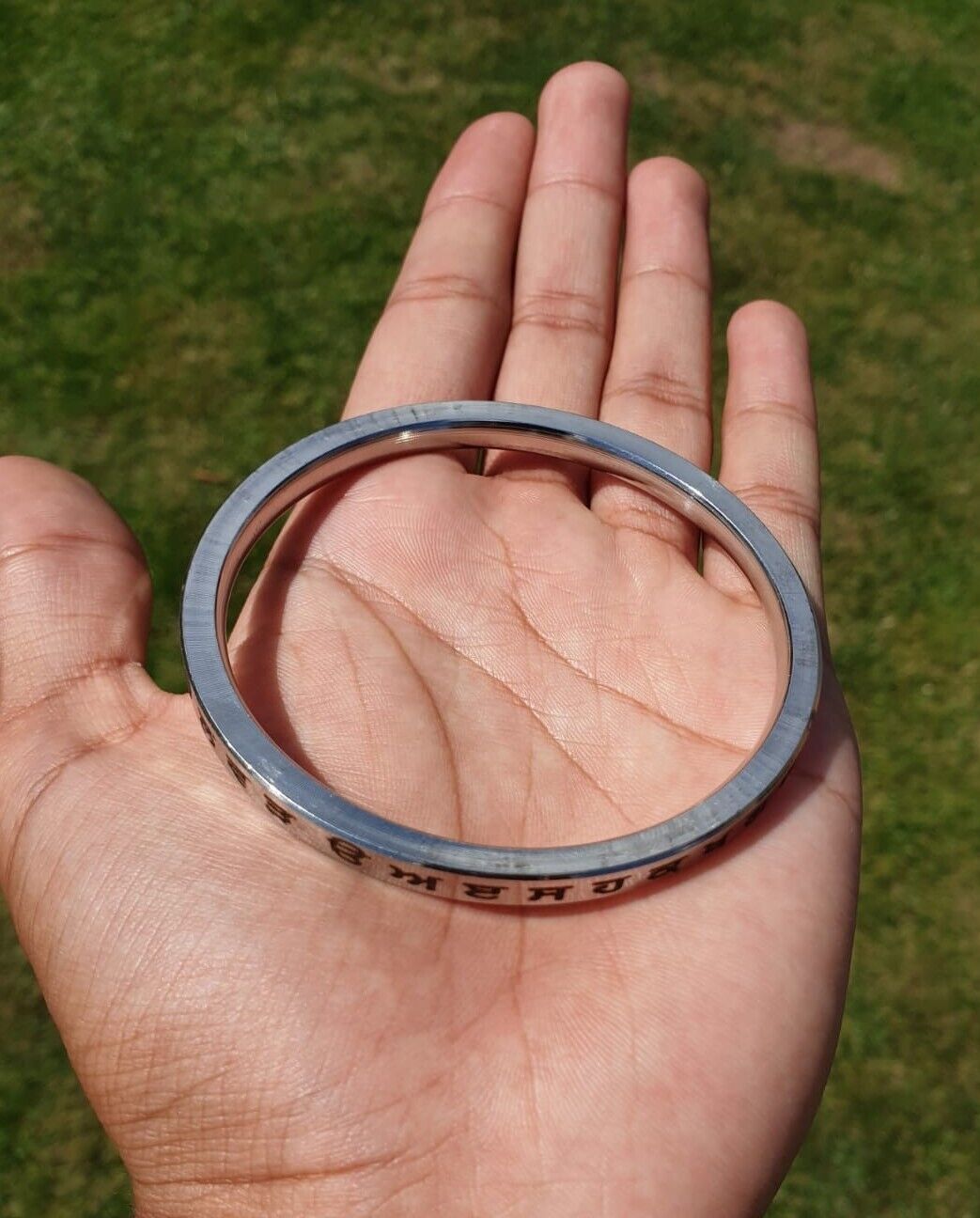 Sikh Kara Gurmukhi Punjabi Kada Singh Kaur Khalsa Smooth Flat Stainless Steel Y1R Bangle Bracelet Unisex Panjabi Karra Karha