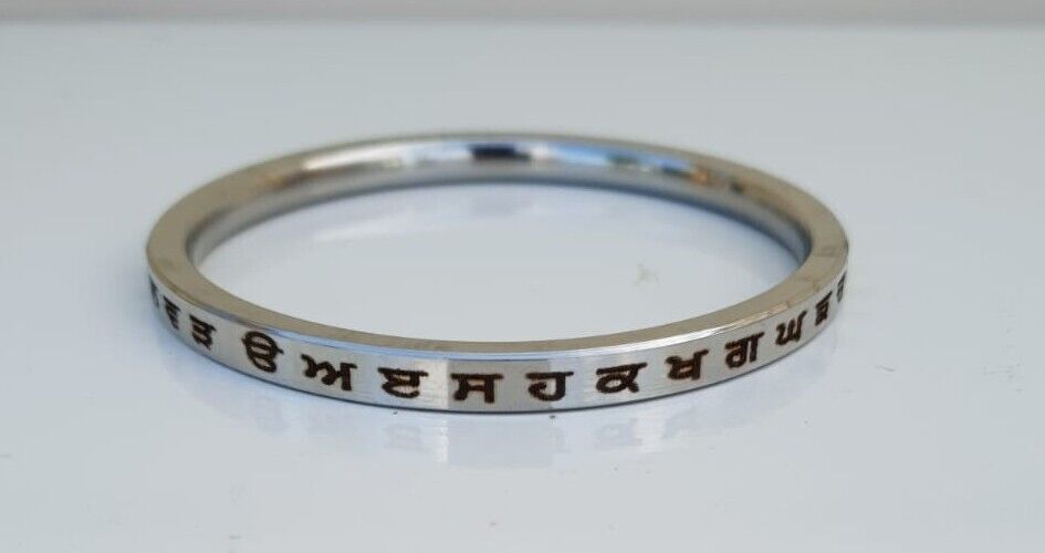 Sikh Kara Gurmukhi Punjabi Kada Singh Kaur Khalsa Smooth Flat Stainless Steel Y1R Bangle Bracelet Unisex Panjabi Karra Karha