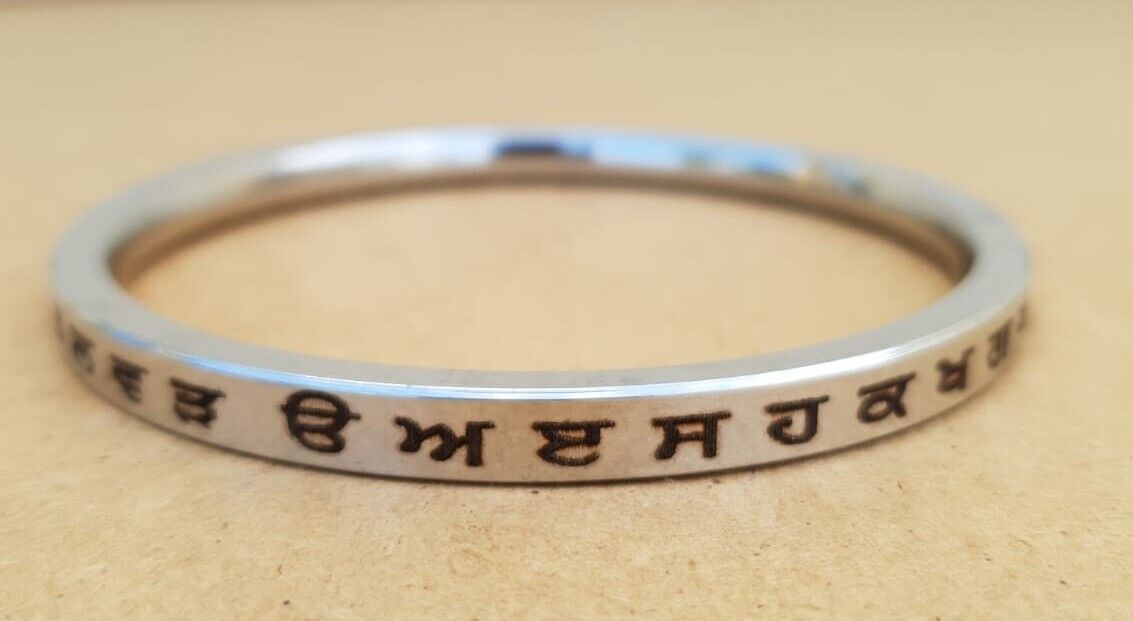 Sikh Kara Gurmukhi Punjabi Kada Singh Kaur Khalsa Smooth Flat Stainless Steel Y1R Bangle Bracelet Unisex Panjabi Karra Karha