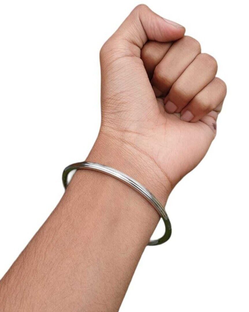 Stainless Steel Kara Sikh Bangle Singh Kaur Lines Kada Punjabi Bracelet Y13R New