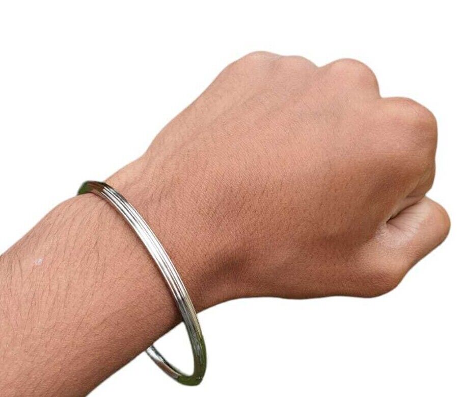 Stainless Steel Kara Sikh Bangle Singh Kaur Lines Kada Punjabi Bracelet Y13R New