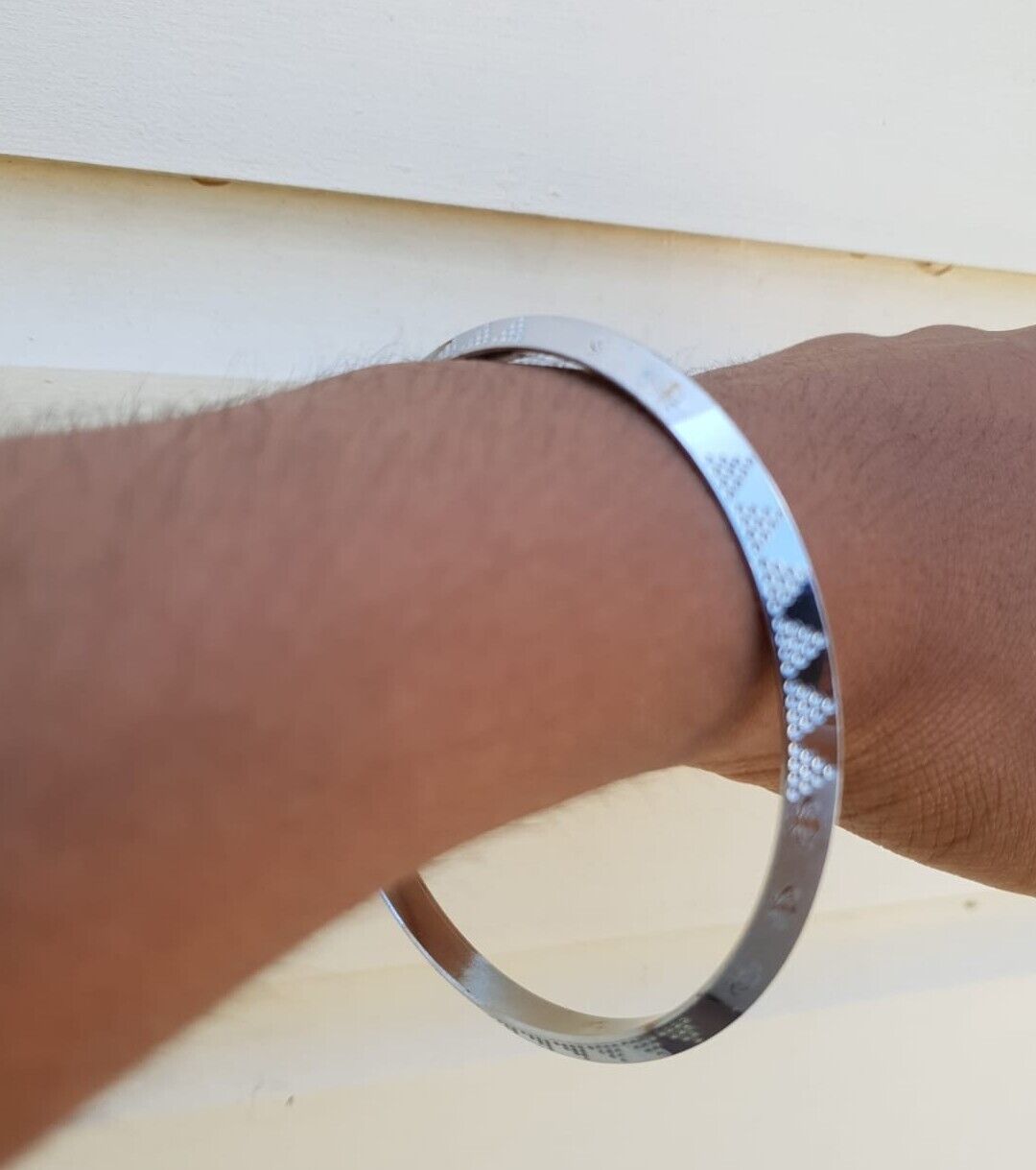 Silver Plated Kara Laser Engraved Khanda kada Sikh Singh Kaur Khalsa Bangle R11