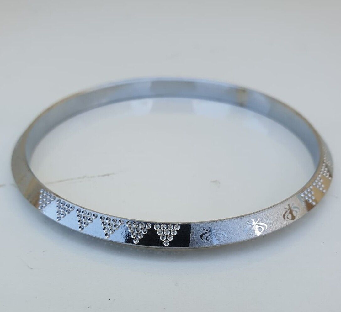Silver Plated Kara Laser Engraved Khanda kada Sikh Singh Kaur Khalsa Bangle R11