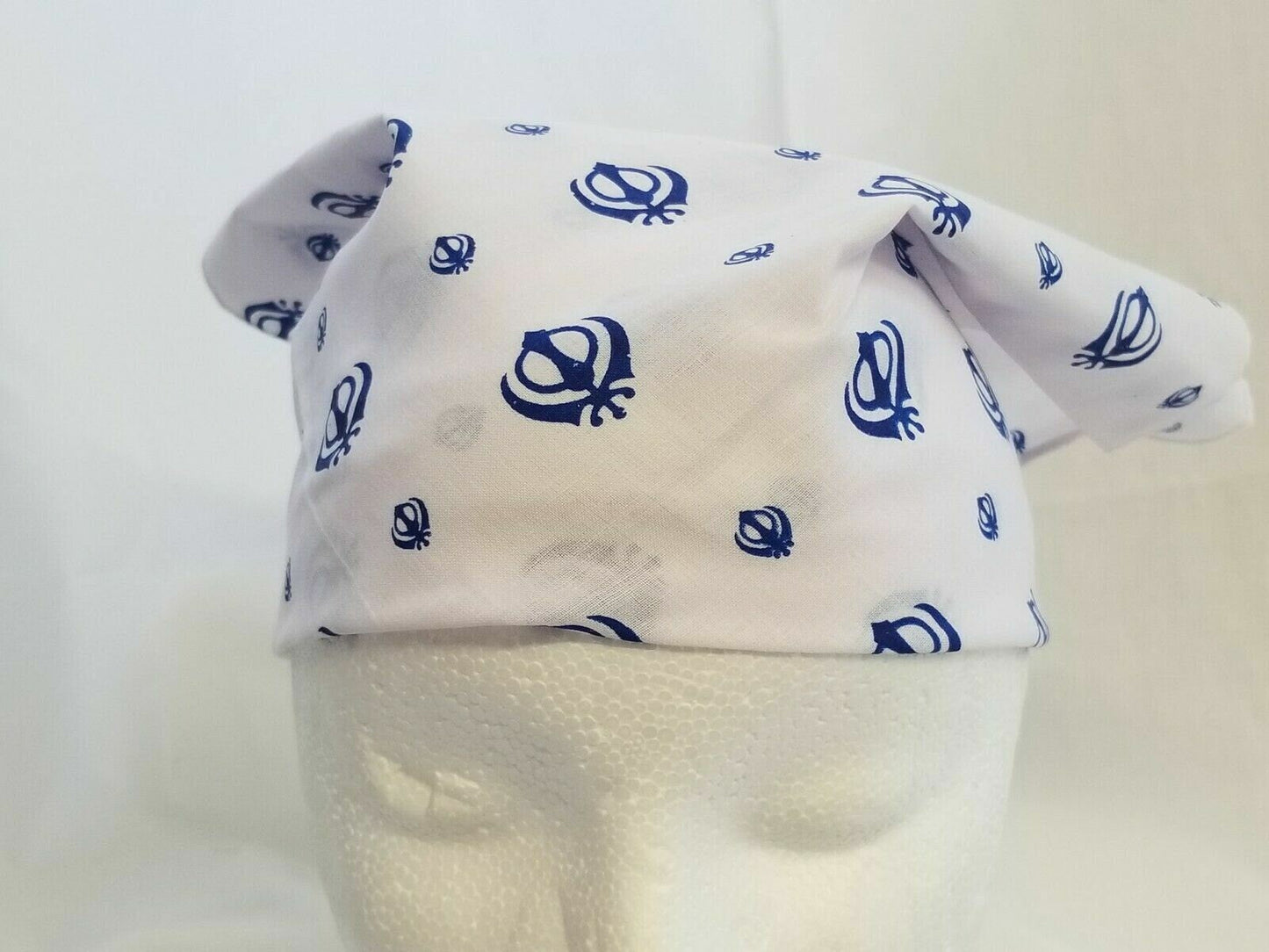 White Khanda Bandana Rumal Sikh Head Wrap Cotton Punjabi Singh Kaur khalsa Rumal