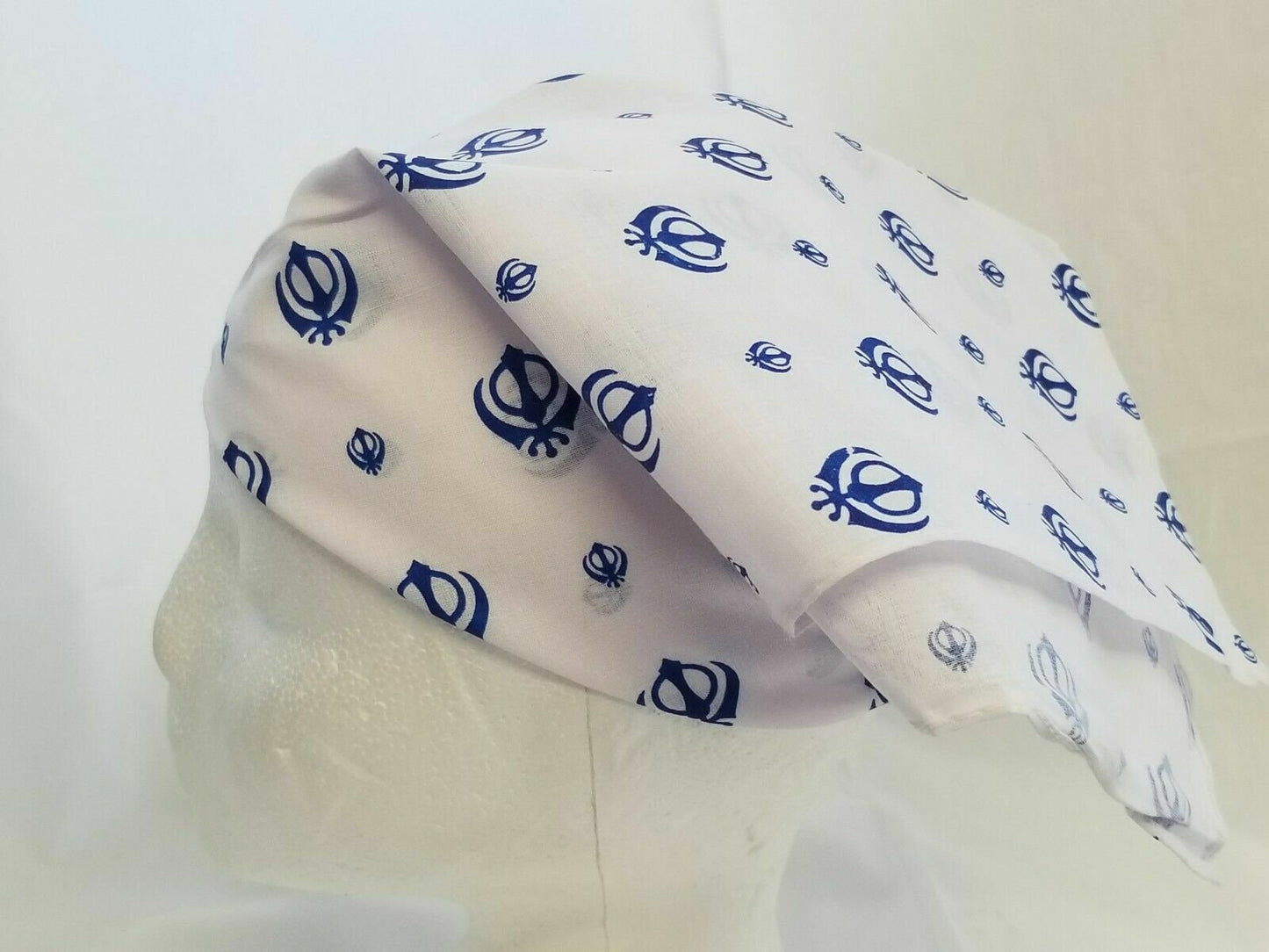 White Khanda Bandana Rumal Sikh Head Wrap Cotton Punjabi Singh Kaur khalsa Rumal