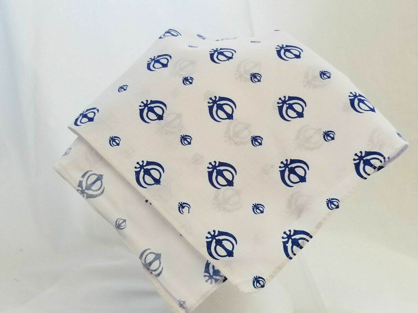 White Khanda Bandana Rumal Sikh Head Wrap Cotton Punjabi Singh Kaur khalsa Rumal