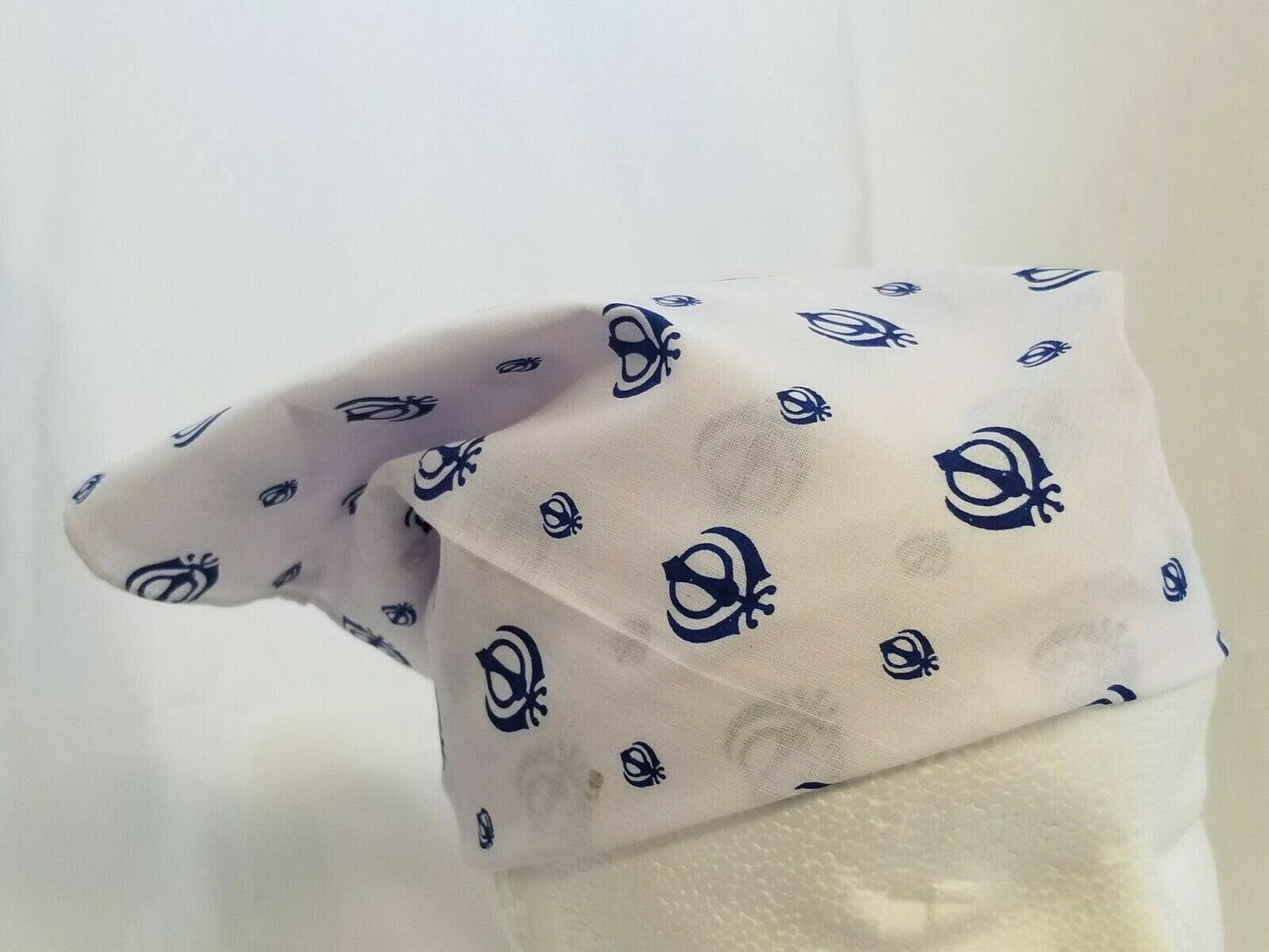 White Khanda Bandana Rumal Sikh Head Wrap Cotton Punjabi Singh Kaur khalsa Rumal
