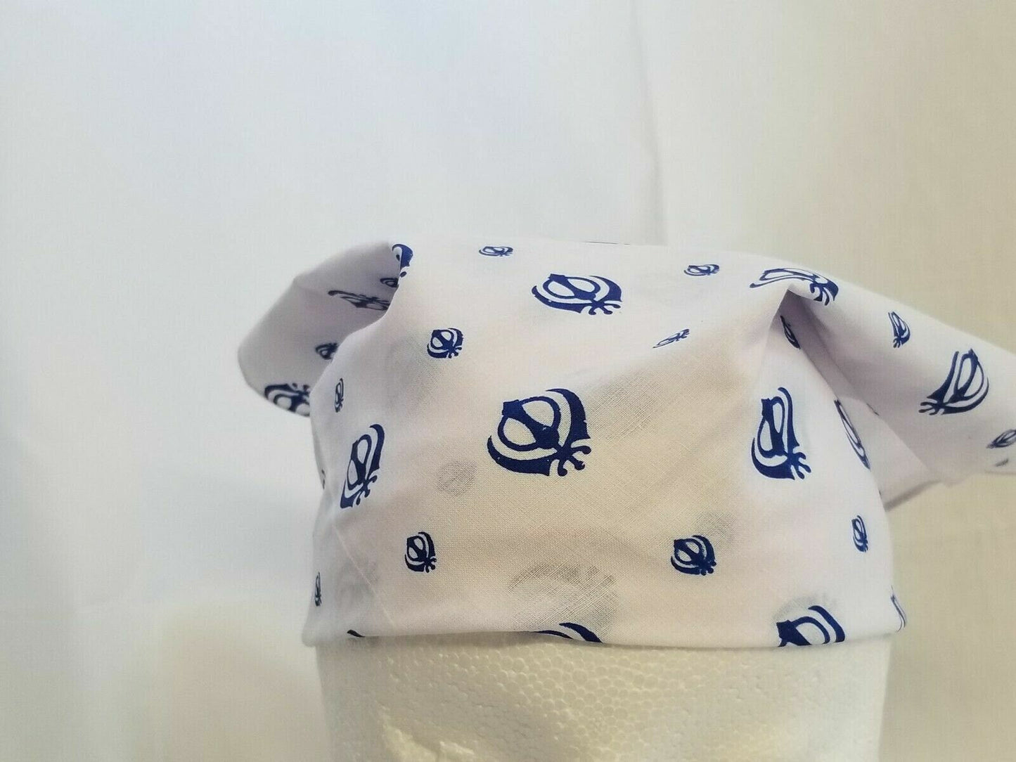 White Khanda Bandana Rumal Sikh Head Wrap Cotton Punjabi Singh Kaur khalsa Rumal