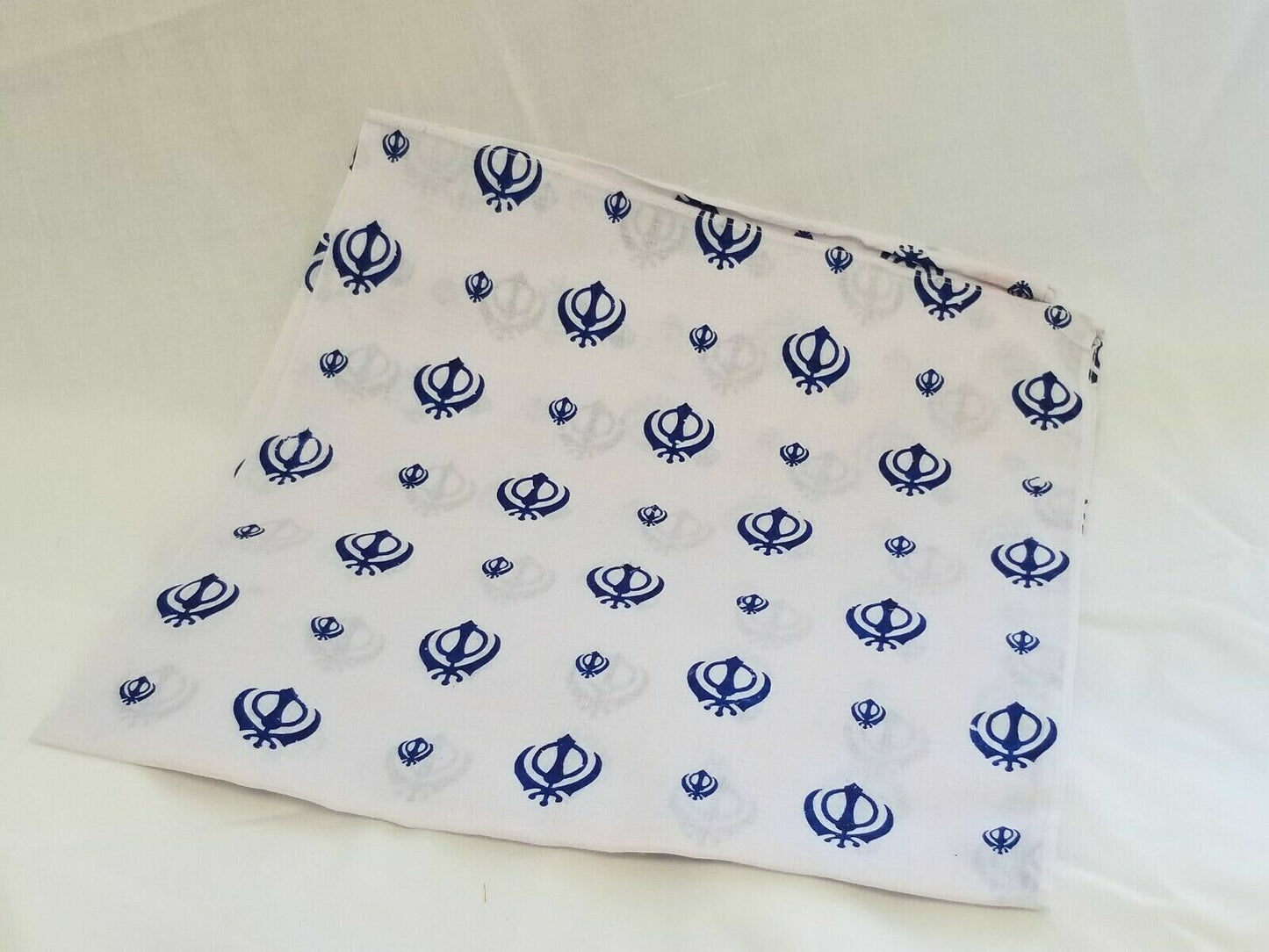 White Khanda Bandana Rumal Sikh Head Wrap Cotton Punjabi Singh Kaur khalsa Rumal