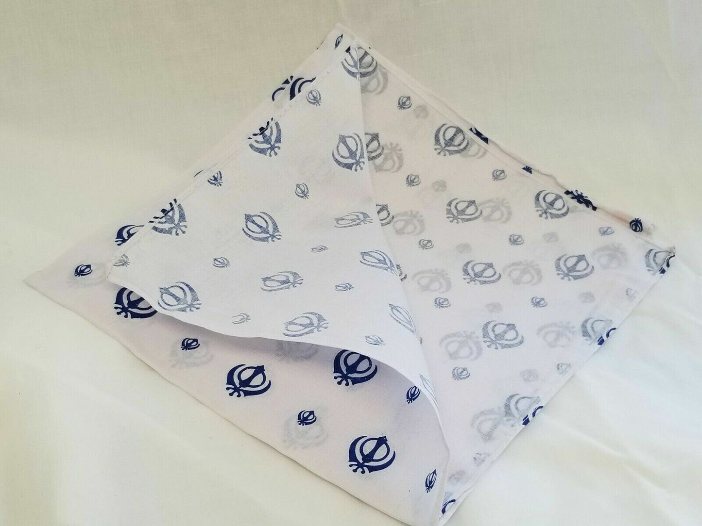White Khanda Bandana Rumal Sikh Head Wrap Cotton Punjabi Singh Kaur khalsa Rumal