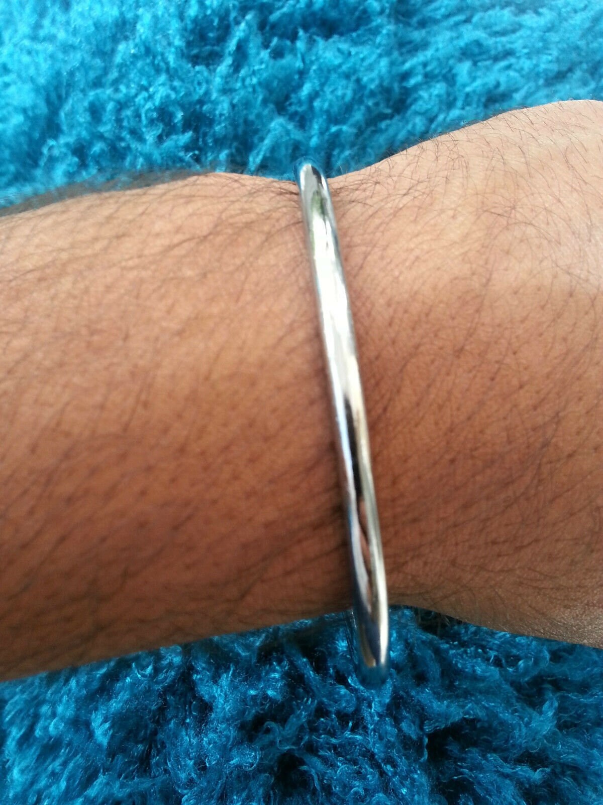 Stunning silver affect round smooth plain sikh khalsa kara bracelet bangle os1