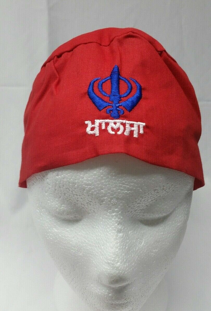 Sikh punjabi turban patka pathka singh khanda bandana head wrap red colour gift