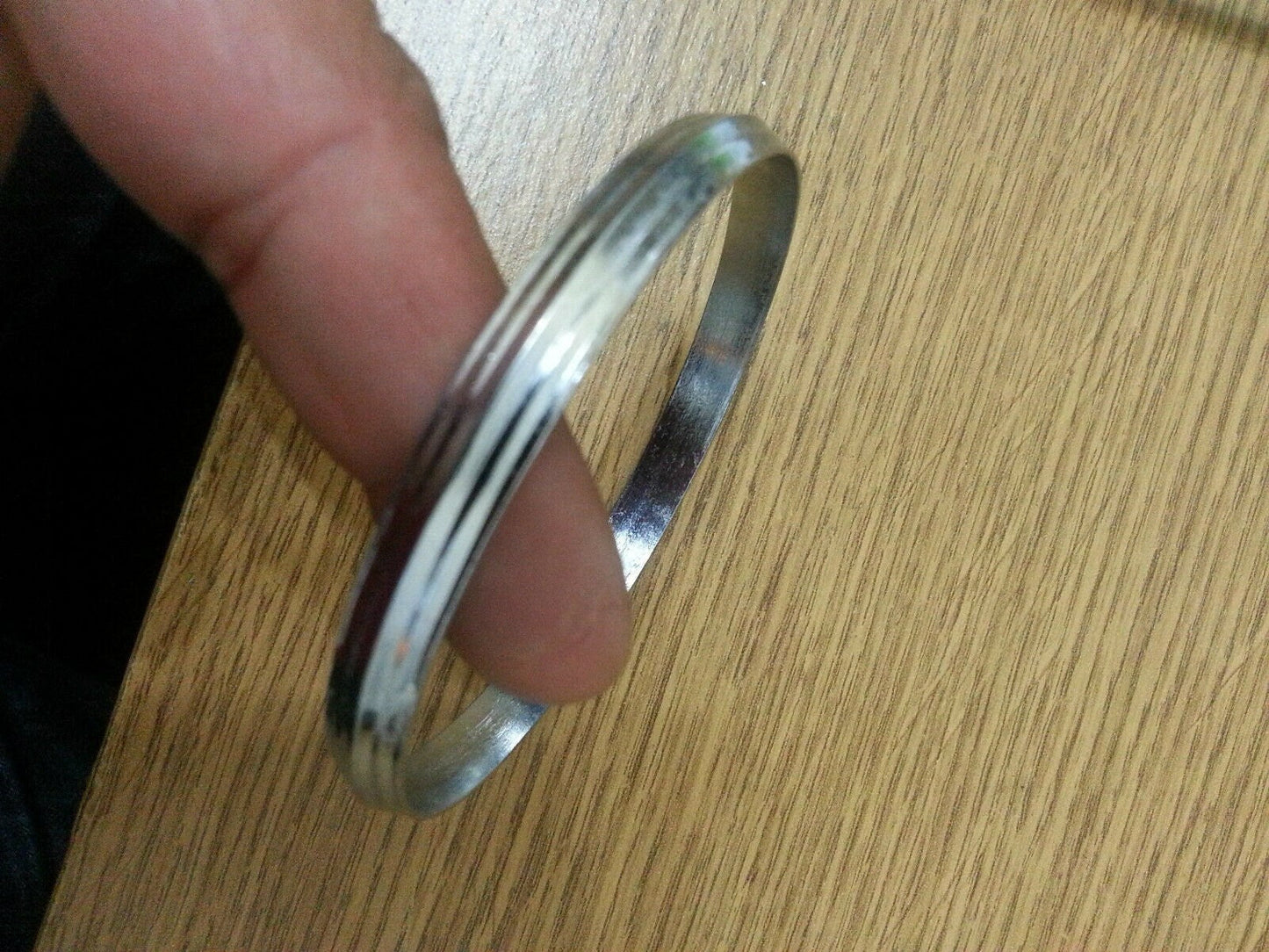 Stunning chrome plated silver tone 5 lines sikh khalsa kara bracelet bangle w