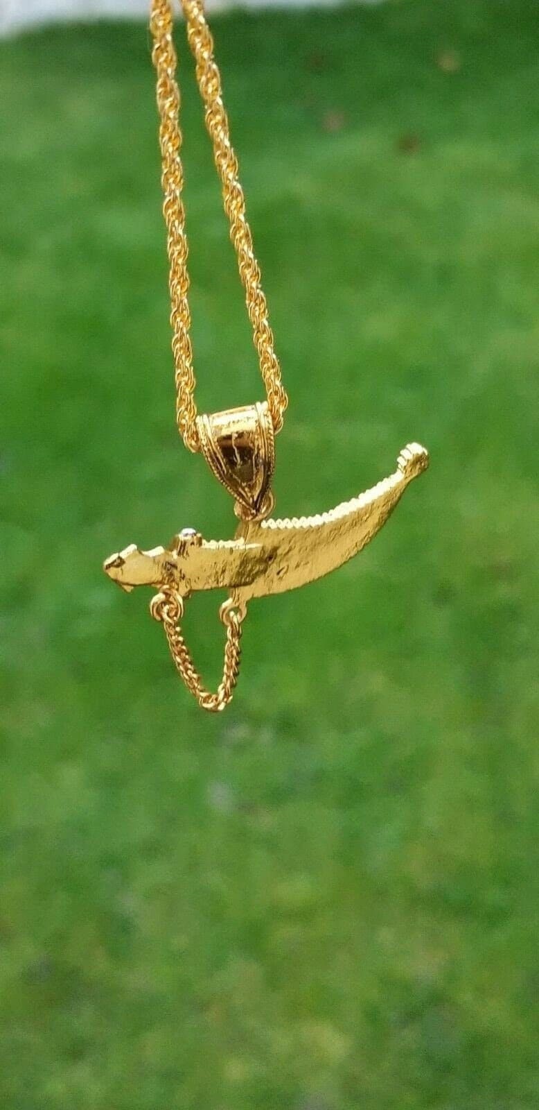 Punjabi Sikh Kirpan Pendant Gold Plated Necklace Adjustable Chain Panjabi UK New Gift