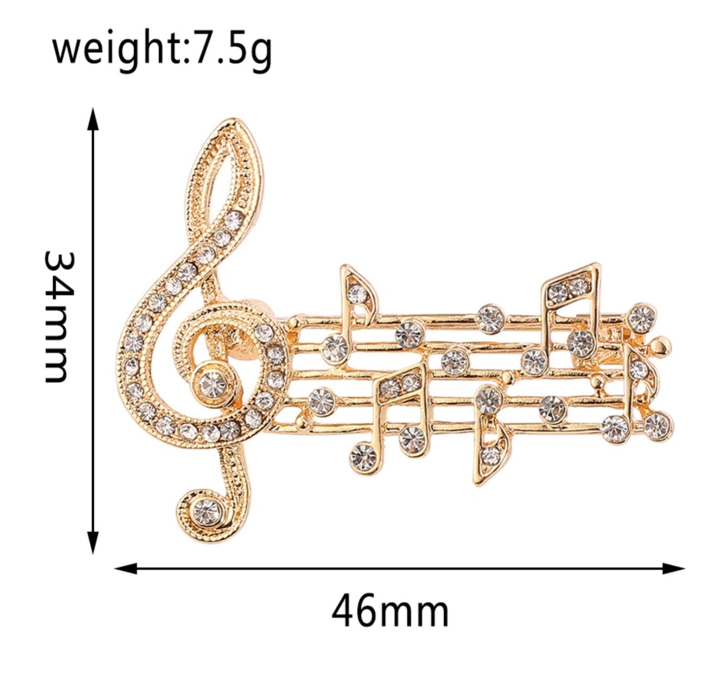 Music Note Brooch Vintage Look Gold plated Celebrity Concert Broach King Pin i11