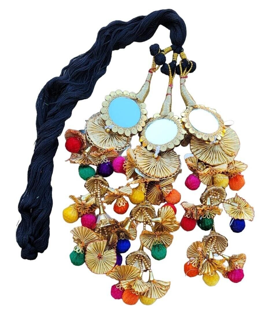 Punjabi Parandi mehndi jaago bridal Patiala mirror paranda Indian hair braid TT4R Handmade Bollywood design