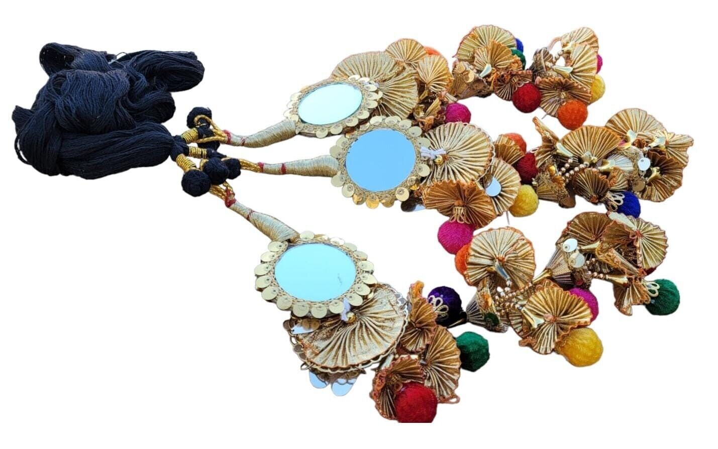 Punjabi Parandi mehndi jaago bridal Patiala mirror paranda Indian hair braid TT4R Handmade Bollywood design