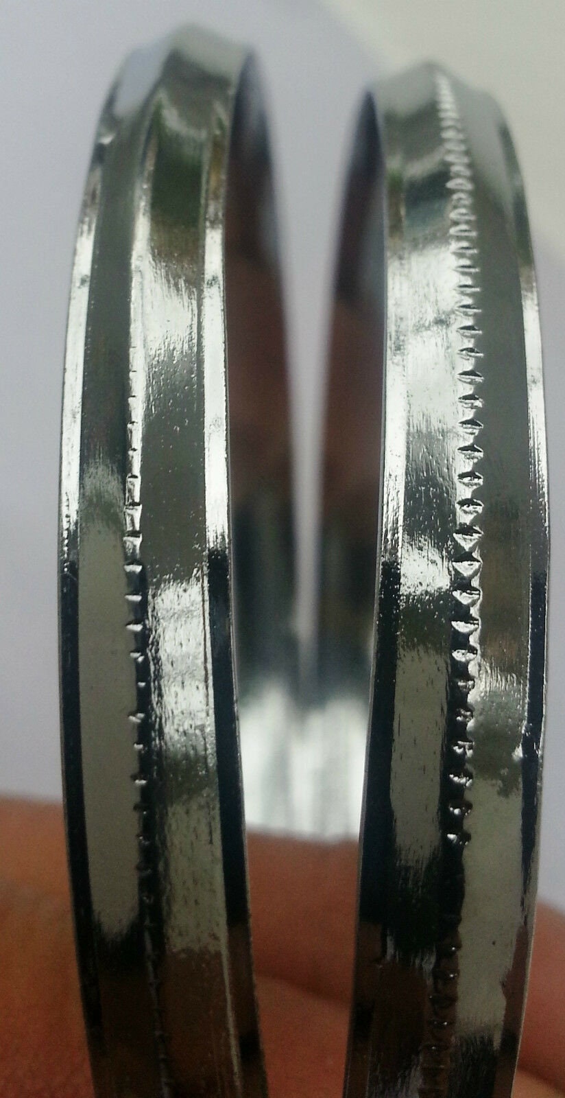 Stunning Chrome Plated Steel Sikh Singh Khalsa Ridged Edge Kara Sikh Bangle U1