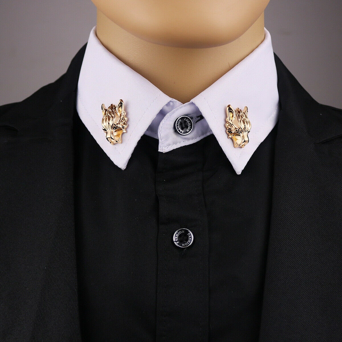 Stunning 22ct gold plated vintage look wolf collar chain christmas brooch pin d2