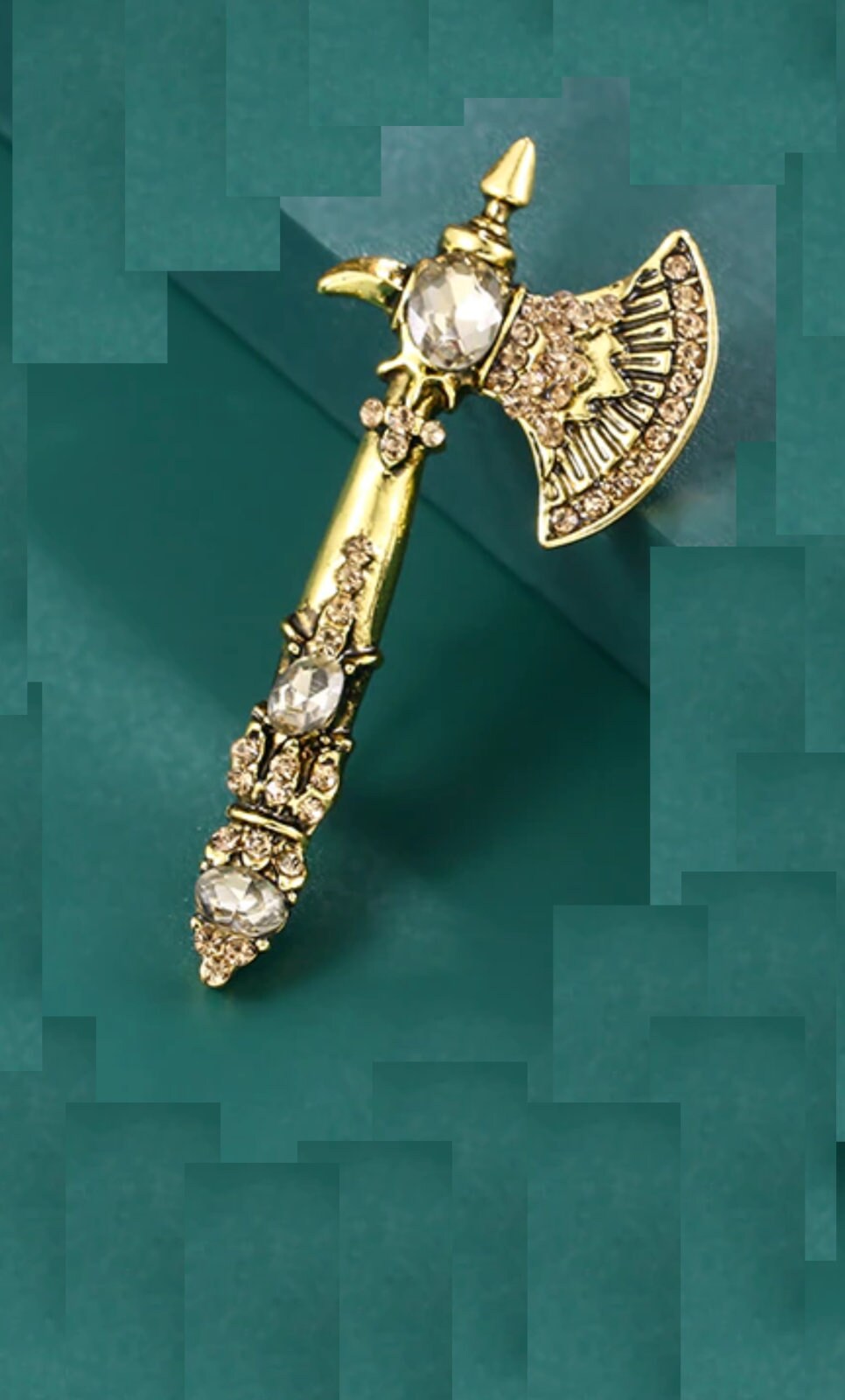 Axe Brooch Gold Silver Plated Rhinestones Designer Suit Pin Royal king broach i32 New celebrity queen