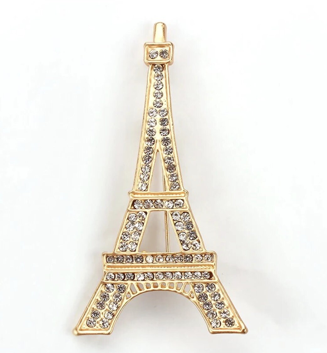 Eiffel Tower brooch paris gold silver plated designer broach celebrity queen pin i31
