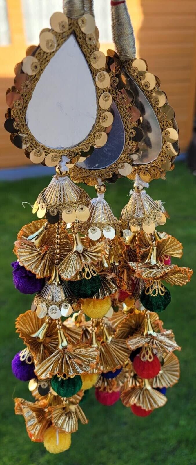 Punjabi Parandi mehndi jaago bridal patiala mirror paranda hair Indian braid TT3R Handmade bollywood design