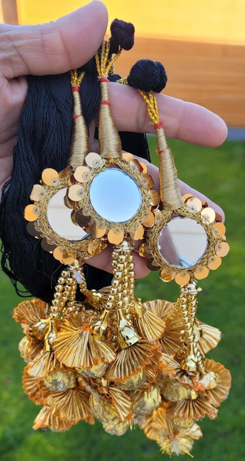 Punjabi Paranda Patiala Bridal Mirror Tassel Hair Braid Bridal Parandi Handmade