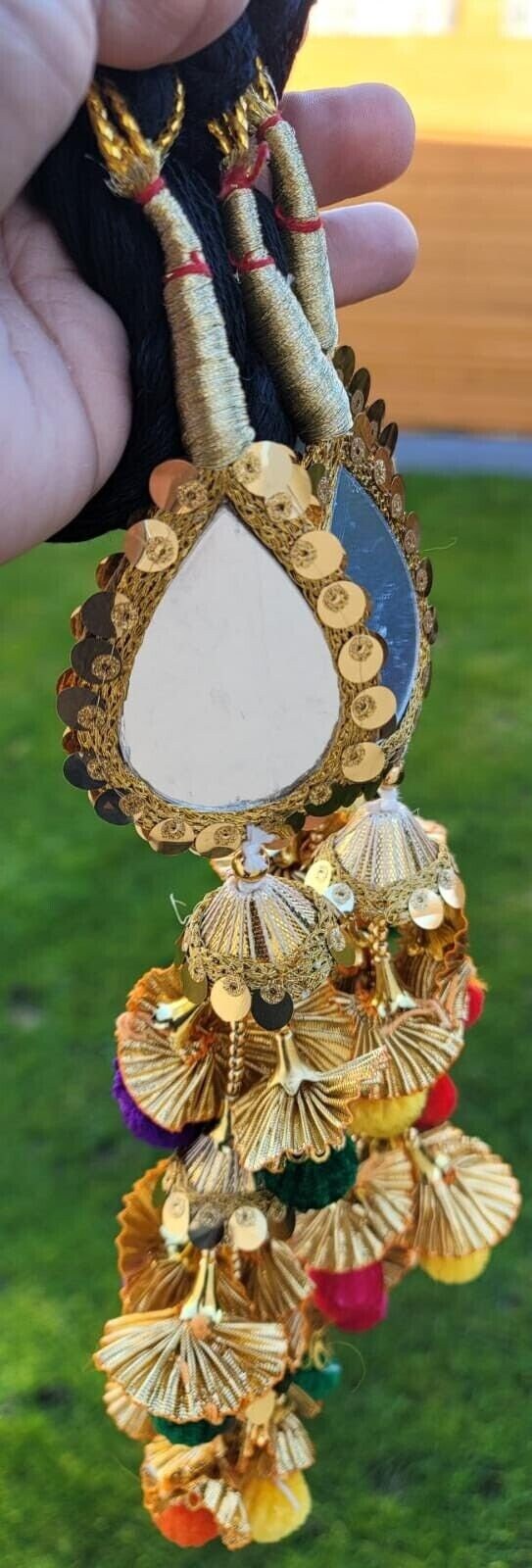 Punjabi Parandi mehndi jaago bridal patiala mirror paranda hair Indian braid TT3R Handmade bollywood design