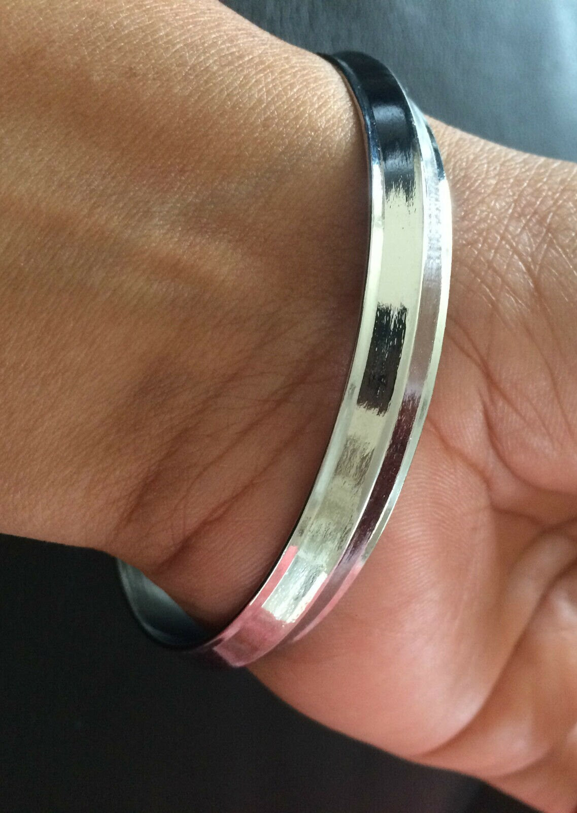 Stunning chrome plated steel punjabi hindu sikh singh khalsa one edge kara os109