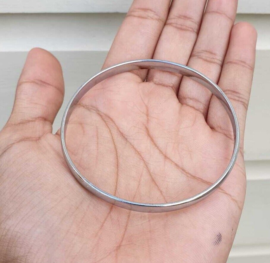 Chrome Plated Kara Smooth Plain Sikh Singh Kaur Khalsa Kada Bracelet Bangle B15