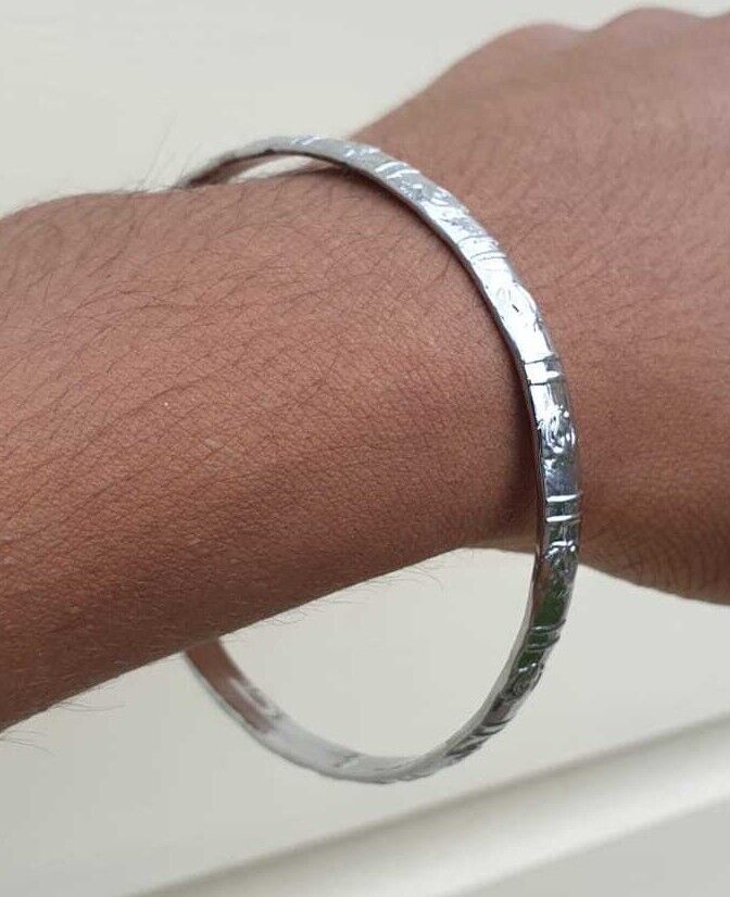 Chrome Plated Kara Khanda Design Kada Sikh Singh Kaur Khalsa Bracelet Bangle G22